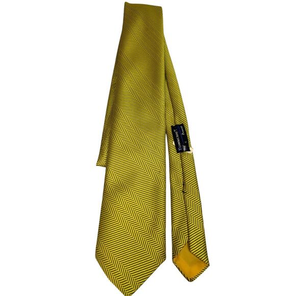 Vintage 1970s Mens Necktie Tie Yellow Gray Polyester Penneys Towncraft - Picture 2 of 5